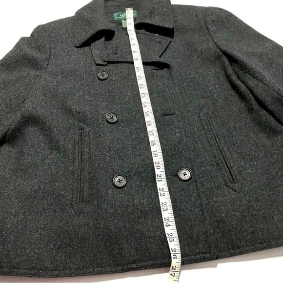Vintage LAUREN Ralph Lauren Green Label Cropped Wool Pea Coat Jacket Size 14 - Picture 11 of 13